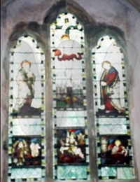 Window dedicated to Sir Walter Wyndham Burrell and his son, Walter Henry Wyndham Raymond Burrell, at St. George&#039;s Church, West Grinstead, West Sussex, England.