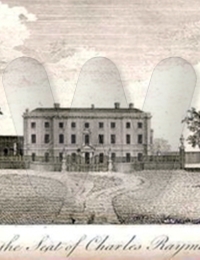 Valentines Mansion and Park, Ilford, Essex, England, in a line drawing dating from 1771.