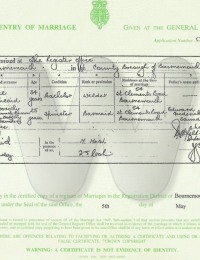 Marriage Certificate for (Danny Kincaid) David Burrell and Brenda Saunders.