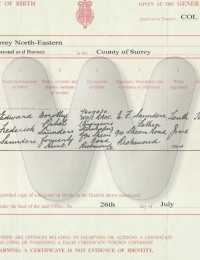 Birth Certificate for Brenda Saunders.