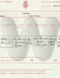 Birth Certificate for William Burrell.