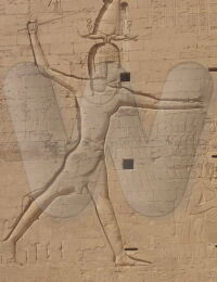 Ptolemy XII smashing his enemies with a royal mace. Relief from the first pylon in the temple at Edfu