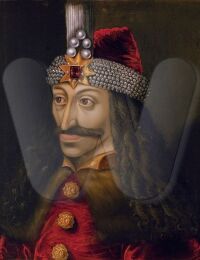 Ambras Castle portrait of Vlad III (c. 1560), reputedly a copy of an original made during his lifetime.