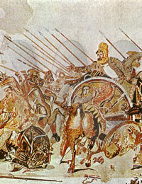 Darius III (centre) portrayed battling Alexander the Great in Issus