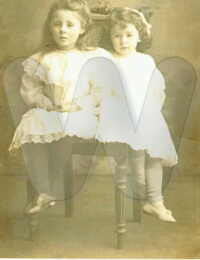 Constance Emma Mary Warrener circa 1907 on right with sister Eirene.jpg