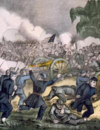 Union counter-attack at The Angle, third day, Gettysburg 1863.