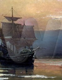 Mayflower in Plymouth Harbour by William Halsall (1882)